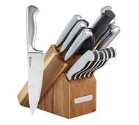Sabatier Cherry Block Metal and Wood Stainless Steel 15 Piece Set Acacia Wood Block