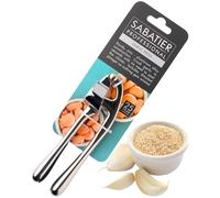 Sabatier Garlic Press - Great Kitchen Gadget for Crushing Garlic Cloves. Easy to Use & Dishwasher Safe, Chrome Coloured Garlic Crusher, Works with Ginger. Must Have Tool for Any Kitchen