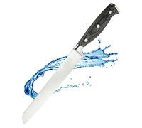 Sabatier Professional Broad Serrated Bread Kitchen Knife - 8in/20cm Full Tang Taper Ground Stainless Steel Blade. Unique Grey Pakkawood Triple Rivet Handle. Lifetime Performance 25yr Guarantee