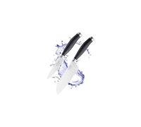 Sabatier Professional Kitchen Knife Set - 2pc, 5in/12cm Oriental Santoku & 3.5”/9cm Paring Knives. Taper Ground Stainless Steel Blade, Matt Black