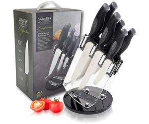 Sabatier Professional Lâ€™Expertise 6pc Revolving Knife Block Set - Chrome Molybdenum Stainless Steel, Finely Ground Razor Sharp Blades. Ergonomic Soft Grip Handles. 20 Year Guarantee.