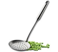 Sabatier Professional Large Metal Skimmer - Satin Polished Stainless Steel Cooking Spoon for Draining Frying Oil, Serving Boiled Veg Or Pasta. Strong Construction. 25 Year Guarantee, Dishwasher Safe