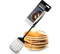 Sabatier Professional Large Metal Slotted Turner - Mirror Polished Stainless Steel. Strong Kitchen Cooking Utensil Tool. Flip and Serve Burgers, Eggs & Pancakes. 25 Year Guarantee, Dishwasher Safe