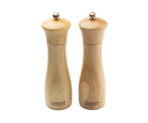 Sabatier Professional Lyon 17.5cm Rubberwood Salt and Pepper Mill Set