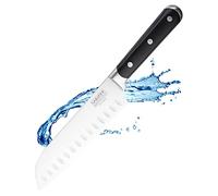Sabatier Professional Oriental Santoku Kitchen Knife - 7in/17.5cm Full Tang Taper Ground Stainless Steel Blade, Matching Triple Rivet Handle. Sharp for Longer, Lifetime Performance 25yr Guarantee