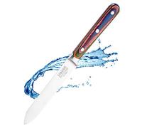 Sabatier Professional Serrated Utility Kitchen Knife - 5in/12cm Full Tang Taper Ground Stainless Steel Blade. Unique Coloured Pakkawood Triple Rivet Handle. Lifetime Performance 25yr Guarantee