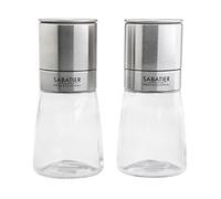 Sabatier Salt and Pepper Set - Marseille Stainless Steel Refillable Grinder for Kitchen Cooking. Refill with Table Or Himalayan Salt, Spices for Seasoning and Serving Food. Hand Grinder Utensil.