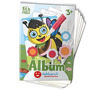 Sabbiarelli Sand-it for Fun - Album Garden Animals: 7 pre-glued Drawings to Colour with Sand (Sand not Included), Suitable for Children Years 3+