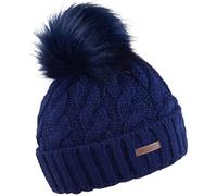 SABBOT Linda Cable Knit Faux Fur Bobble Hat (Vegan Friendly) (Navy)