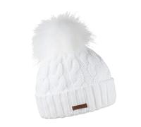 Sabbot Linda Cable Knit Faux Fur Bobble Hat (Vegan Friendly) (White)