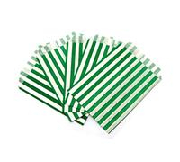 Sabco - 100 Green Sweet Candy Striped Paper Bags 5 x 7" for Confectionary Party Favour Pick n Mix Wedding Sweets Gift Bag (100, 5 x 7")