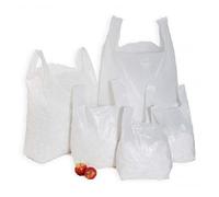 Sabco - 100 x Strong White 'Vest' Style Plastic Carrier Bags | 100% Recyclable HEAVY DUTY 21 Mu | Eco Friendly - (11 x 17 x 21")