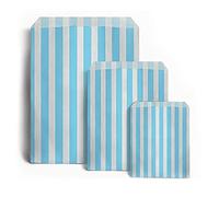 Sabco - 200 Blue Sweet Candy Striped Paper Bags 7 x 9" for Confectionary Party Favour Pick n Mix Wedding Sweets Gift Bag (200, 7 x 9")