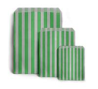 Sabco - 200 Green Sweet Candy Striped Paper Bags 7 x 9" for Confectionary Party Favour Pick n Mix Wedding Sweets Gift Bag (200, 7 x 9")