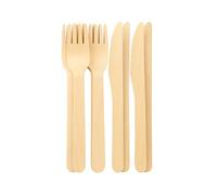 Sabco 200pcs Wooden Cutlery Set - 100 Forks & 100 Knives | Premium Birch Wood Disposable Cutlery | Biodegradable, Eco-Friendly, Sturdy & Smooth Wooden Knives and Forks for Parties, Events & Catering