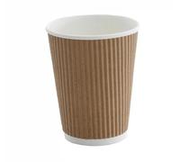 Sabco - 25 x 12oz Coffee Cups - Paper Cups - for Hot Drink - Paper Coffee Cup - Black Paper Cups - Black Coffee Cups - Kraft Ripple Cups - Ripple Cups, Coffee Cup (Brown, 12oz)