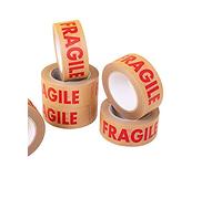 Sabco - 48mm X 50m Paper Kraft Fragile Tape. Eco Friendly - Bio Degradable Recyclable Tape Rolls. Ideal As Moving Packaging Tape Brown (6)