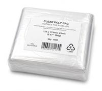 Sabco - Clear Food Grade Polythene Bags 1000 Pack, 25 Micron 100 Gauge Plastic Bags, [5" x 7"]