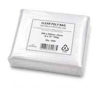 Sabco - Clear Food Grade Polythene Bags 1000 Pack, 25 Micron 100 Gauge Plastic Bags, [8" x 10"]