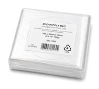 Sabco - Clear Food Grade Polythene Bags 1000 Pack, 25 Micron 100 Gauge Plastic Bags, [8" x 12"]