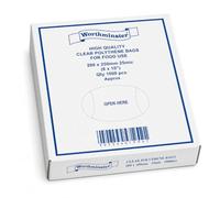 Sabco - Clear Food Grade Polythene Bags 1000 Pack, 25 Micron 100 Gauge Plastic Bags in Dispenser Box, Food Grade Storage Bags (8" x 10")