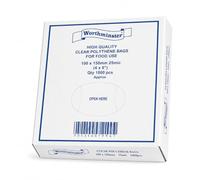 Sabco - Clear Food Grade Polythene Bags 1000 Pack, 25 Micron 100 Gauge Plastic Bags in Dispenser Box, Food Grade Storage Bags (4" x 6")