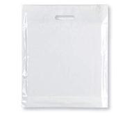 Sabco Strong Carrier Bags 15 x 18 x 3 Premium Quality - Clear Plastic Heavy Duty Patch Handle Plastic Bags for Fashion, Party, Boutique, Shopping (25)