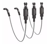 Saber Bite Alarm Indicators, 5-Pack Carbon Bobbins Hangers, Electronic Bite Detection, White and Black, for Carp Fishing (X1, White)