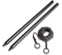 Saber - Distance Sticks - Fluoro End Caps - 4 Yard Measuring Cord - Stick Length 40 cm - Durable Aluminium - Satin Black Anodized Finish - Carp Fishing Accessories - Fishing Equipment