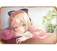 Saber Fate/grand Order Okita Souji Sakura Saber Fate Series Anime Poster Home Wall Decoration Retro Metal Tin Sign 8x12 inch