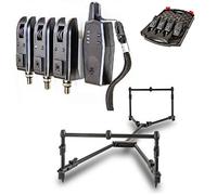 Saber Supra 3 Rod Pod & Saber Z3 Wireless Bite Alarm Set, Carp Fishing Rod Pod and Bite Alarms