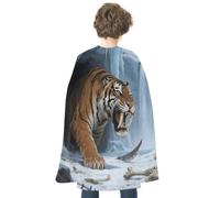 Saber-tooth Tiger at Cave Halloween Cape for Women Men Dress Up Accessory | Reversible Red & Personalized Satin Cloak Full Length Cloak Spooky Vampire Witch Cosplay Costume for Christmas, Party, Stage