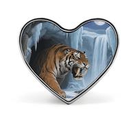 Saber-tooth Tiger at Cave Lapel Pin Heart Metal Brooch Pin with Secure Pinback Fashion Button Badge for Clothing, Hats, Bags Decoration