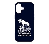 Saber Tooth Tiger Evolution Reset Vintage Animal Lover Humor Case for iPhone 17