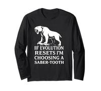 Saber Tooth Tiger Evolution Reset Vintage Animal Lover Humor Long Sleeve T-Shirt