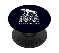 Saber Tooth Tiger Evolution Reset Vintage Animal Lover Humor PopSockets Adhesive PopGrip