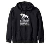 Saber Tooth Tiger Evolution Reset Vintage Animal Lover Humor Zip Hoodie