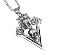 Saber-Toothed Tiger Skull Stainless Steel Necklaces Pendants Chain Punk Hisfriend Male Creativity Fashion Trendy Accessories Creative For Women And Men