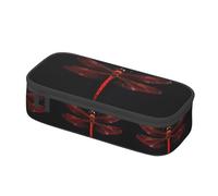 SABFWF Abstract Red Dragonfly Print Multi-Functional Pen Case,Perfect for Students, Professionals, and Travelers Alike