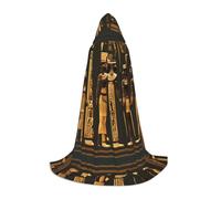 SABFWF Ancient Egyptian Hieroglyph Print Hooded Cloak For Men,Wizard Cape With Hood,Perfect For Halloween And Cosplay