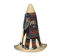 SABFWF Aztec Elephant Print Hooded Cloak For Men,Wizard Cape With Hood,Perfect For Halloween And Cosplay