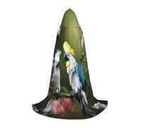 SABFWF Beautiful Cockatoo Bird Flower Print Hooded Cloak For Men,Wizard Cape With Hood,Perfect For Halloween And Cosplay