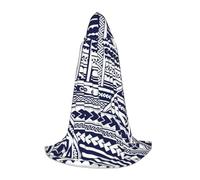 SABFWF Blue Polynesian Maori Tribal Pattern Print Hooded Cloak For Men,Wizard Cape With Hood,Perfect For Halloween And Cosplay