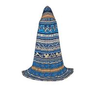SABFWF Blue Polynesian Maori Tribal Print Print Hooded Cloak For Men,Wizard Cape With Hood,Perfect For Halloween And Cosplay