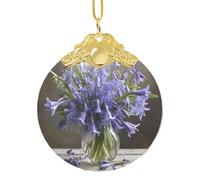 SABFWF Bluebell Bouquet03 Print Diy Round Handmade Pendant,Vintage Decorative Pendant,Indoor Use Glass Round Pendant