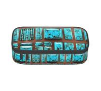 SABFWF Bright Aqua Blue Turquoise Print Multi-Functional Pen Case,Perfect for Students, Professionals, and Travelers Alike