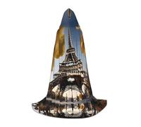 SABFWF Cityscape Paris Eiffel Tower France Print Hooded Cloak For Men,Wizard Cape With Hood,Perfect For Halloween And Cosplay