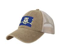SABFWF Connecticut State Flag Print Stylish Mesh Baseball Cap,Breathable,Adjustable and Perfect for Everyday Wear