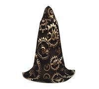 SABFWF Cool Steampunk Gears Print Hooded Cloak For Men,Wizard Cape With Hood,Perfect For Halloween And Cosplay