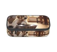 SABFWF Cute Dog Bone Bowl Woof Paw Print Multi-Functional Pen Case,Perfect for Students, Professionals, and Travelers Alike